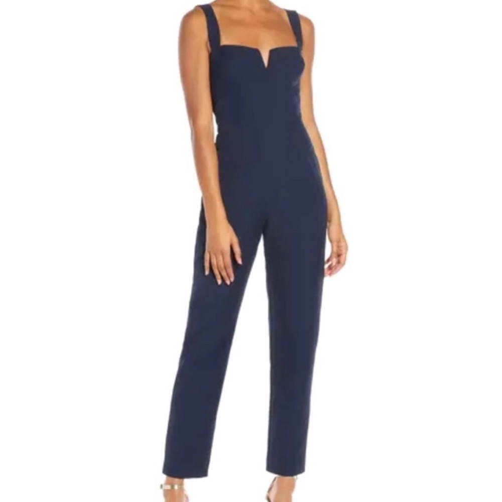 WAYF The Dita Sleevless Jumpsuit Navy Blue LG NWT